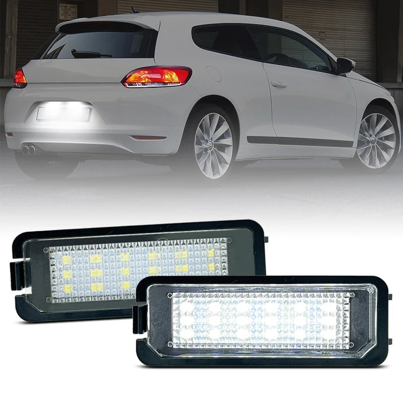 2Pcs led for VW Scirocco+Polo+Phaeton+T-Roc+White LED Number License Plate Light