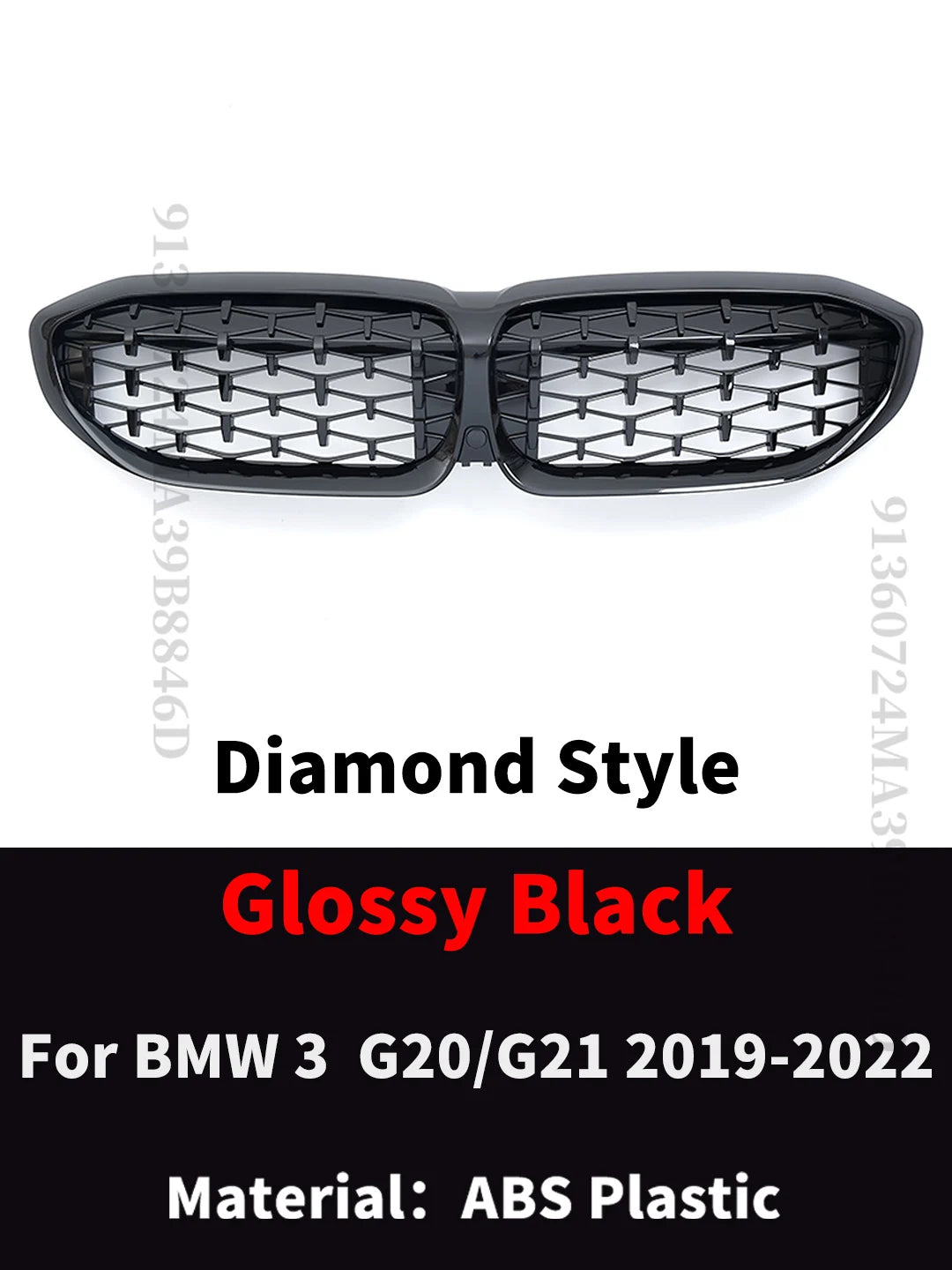 BMW G20 3-Series G20 G21 G28 2019-2020 Front Grill Black Diamond Meteor Style