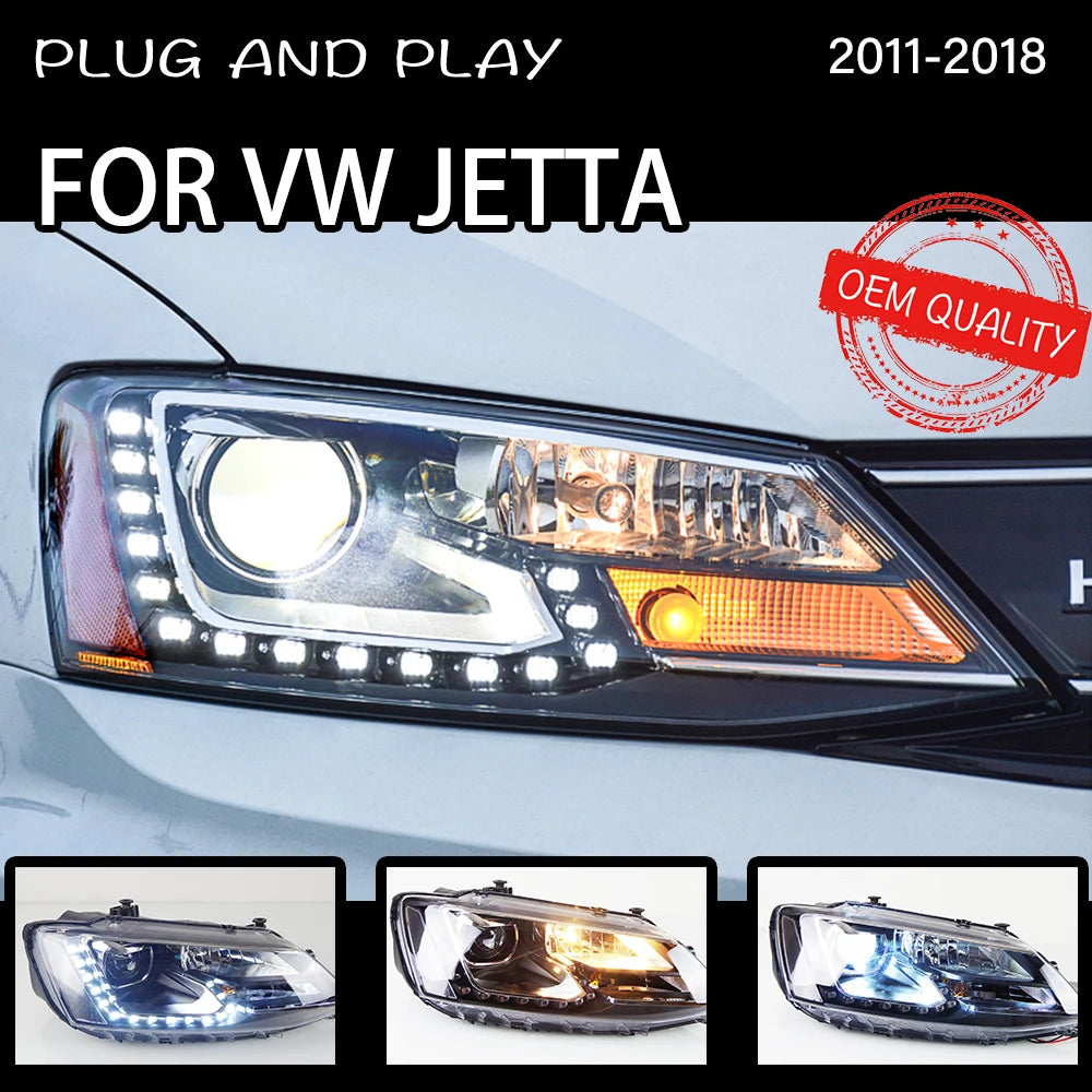 Head Lamps For Car VW 2011-2018 Jetta Headlights Daytime Running Lights DRL H7 LED