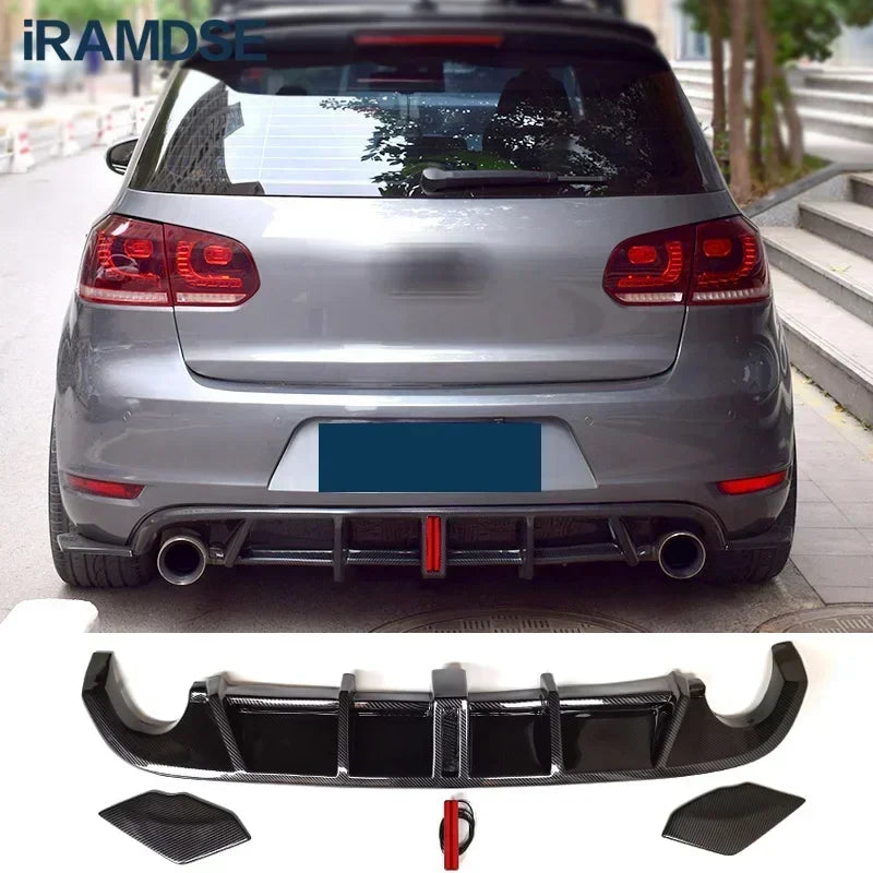 Rear Diffuser for Volkswagen+ exhaust Tips Golf MK6 GTI 2008-2013 Glossy Black Car Body Kit Lip Bumper Spoiler Plastic Splitter