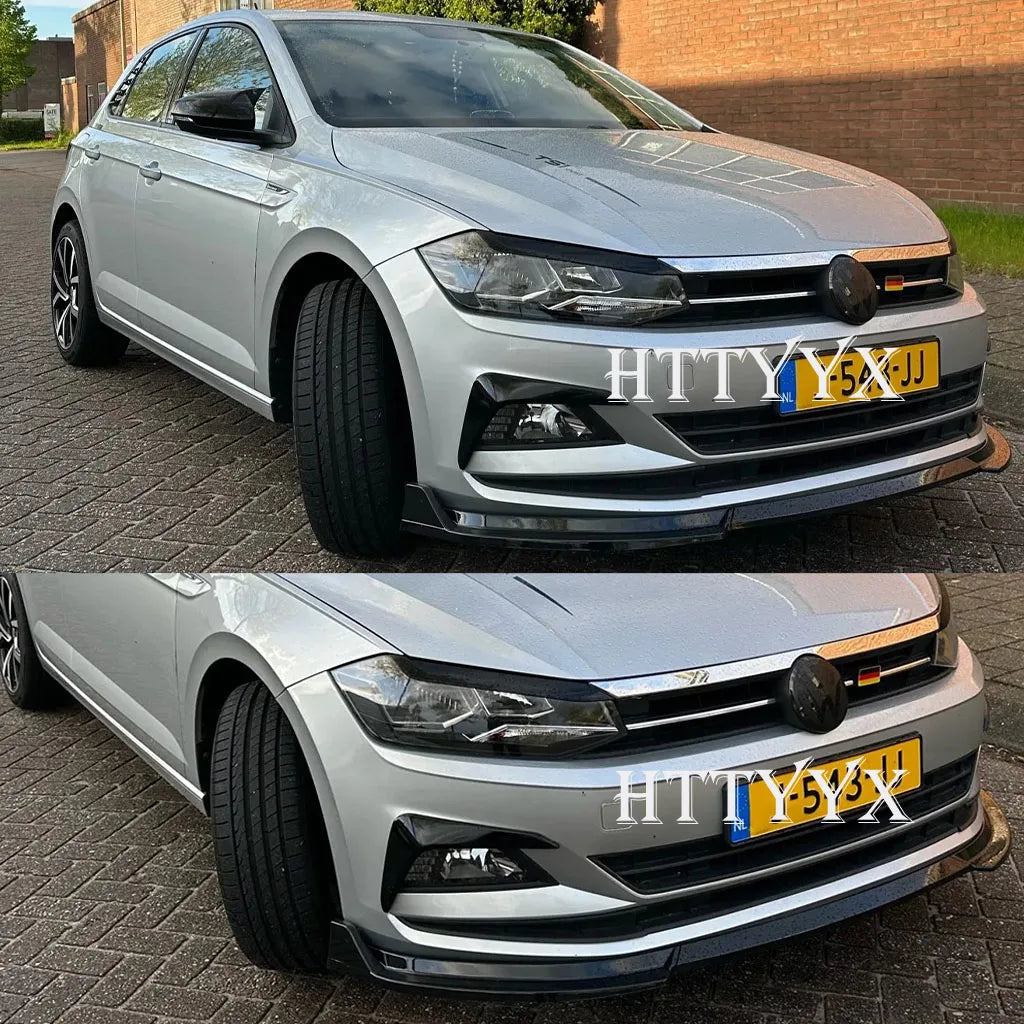 VW Polo Mk6 2018 2019 2020 2021 2022 Front Bumper Splitter Lip 3pcs