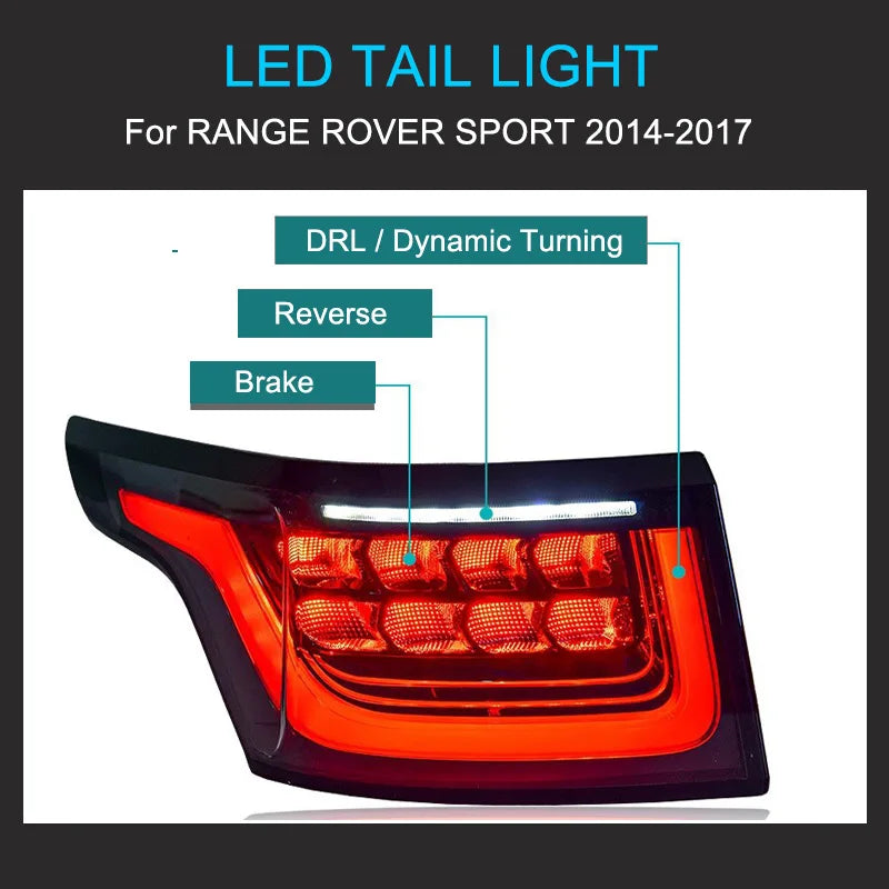 1 Pair LED Tail Light Assembly for Range Rover Sport 2014-2017 Plug and Play